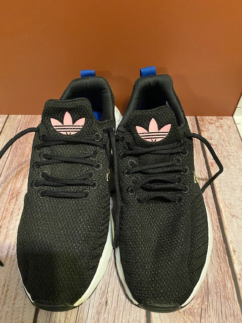 Adidas Originals Girls' Sneakers – Black with Leopard Print Stripes & Pink Trefoil