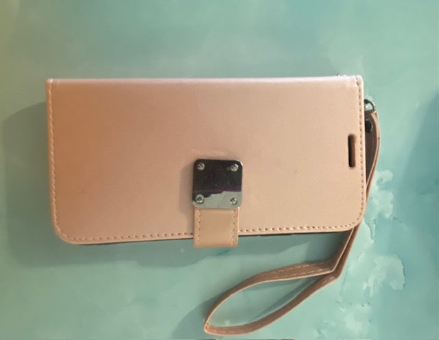 Blush Pink Leather Wallet iPhone Case with Wrist Strap - 17/16/15/14/13/12/11/XR/AIR/Plus/Pro Max