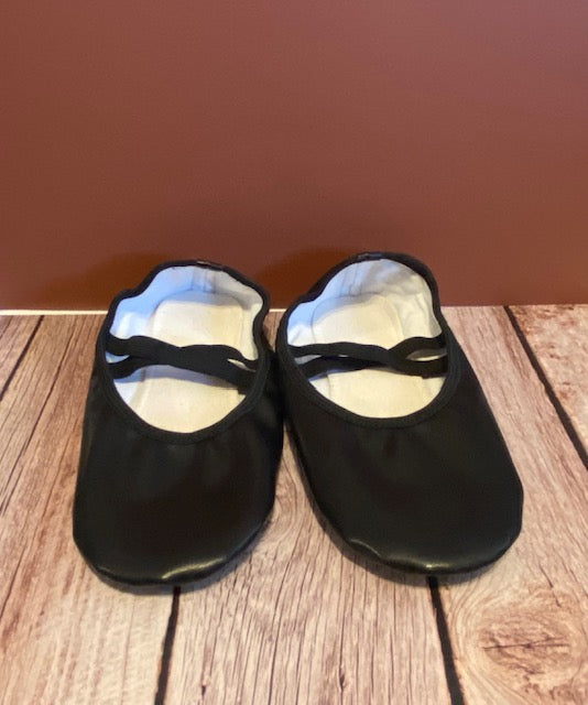 Black Canvas Ballet Slippers – Elastic Strap Dance Shoes for Girls